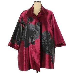 1X $528 Caroline Rose Rio Party Jacket Black/tulip pinky red